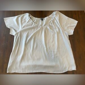 Ann Taylor Flutter Sleeve Gathered Neckline Blouse